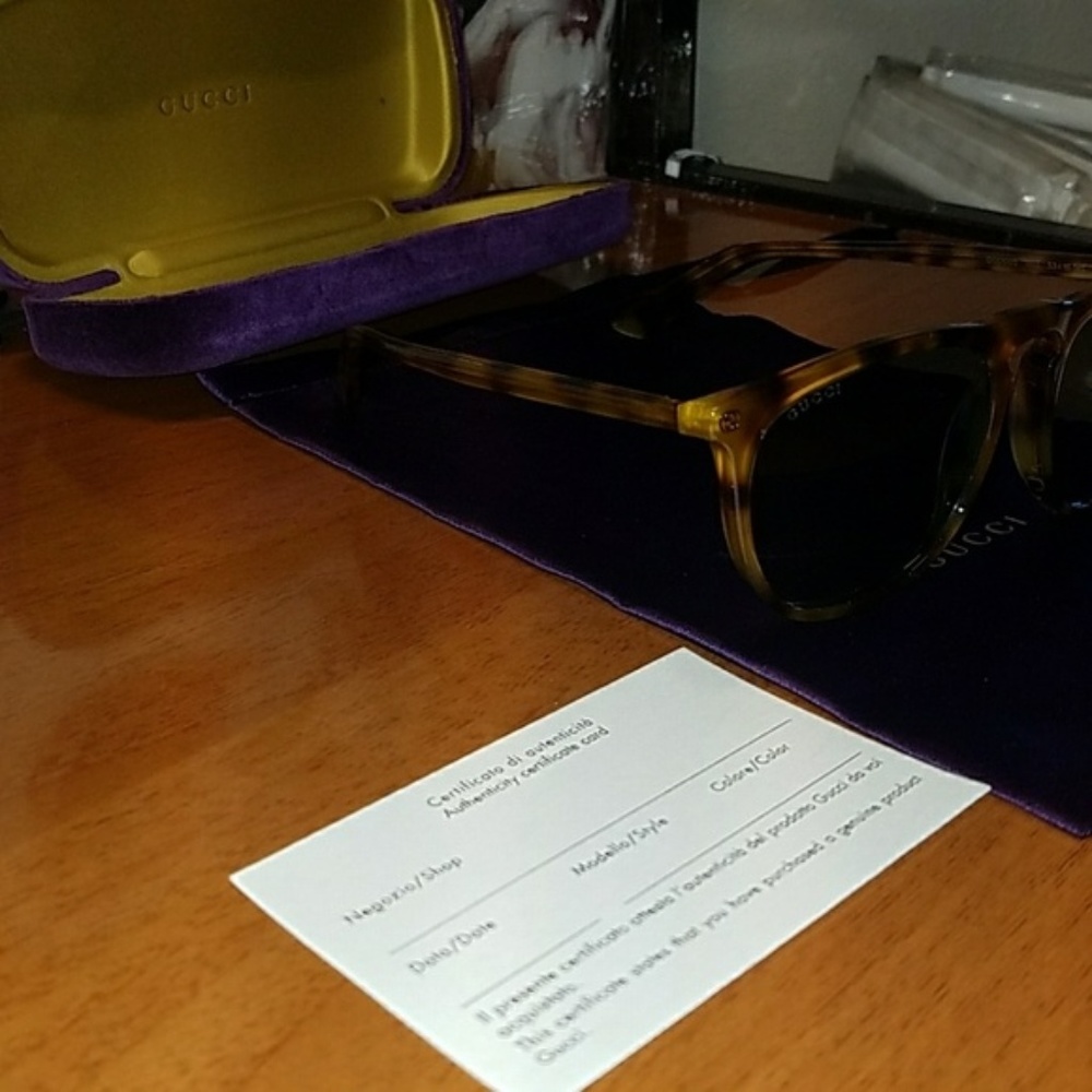 NWT Authentic Gucci Avana/Blue Sunglasses - Picture 3 of 6